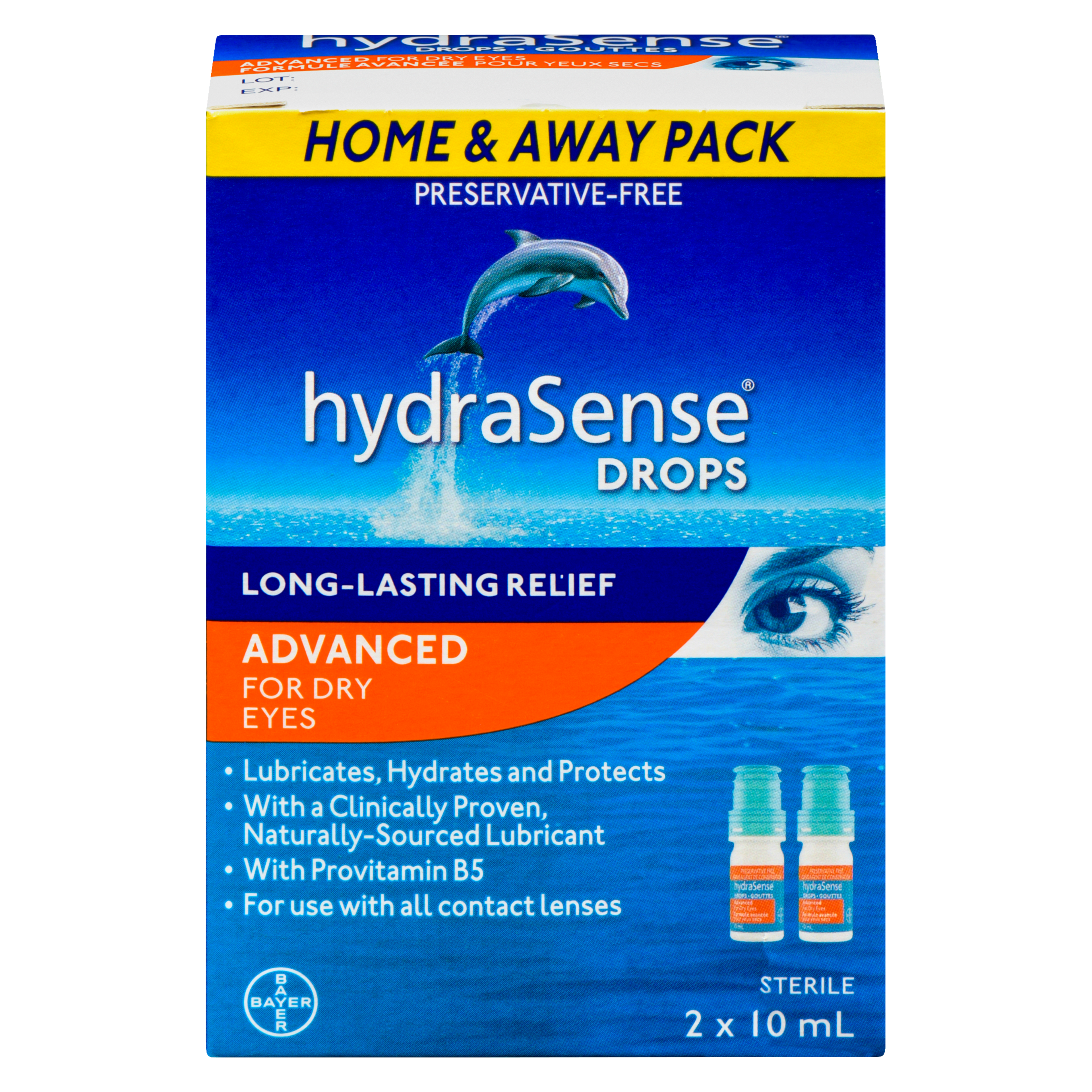 hydraSense Drops Advanced for Dry Eyes Home & Away Pack 2 x 10 ml