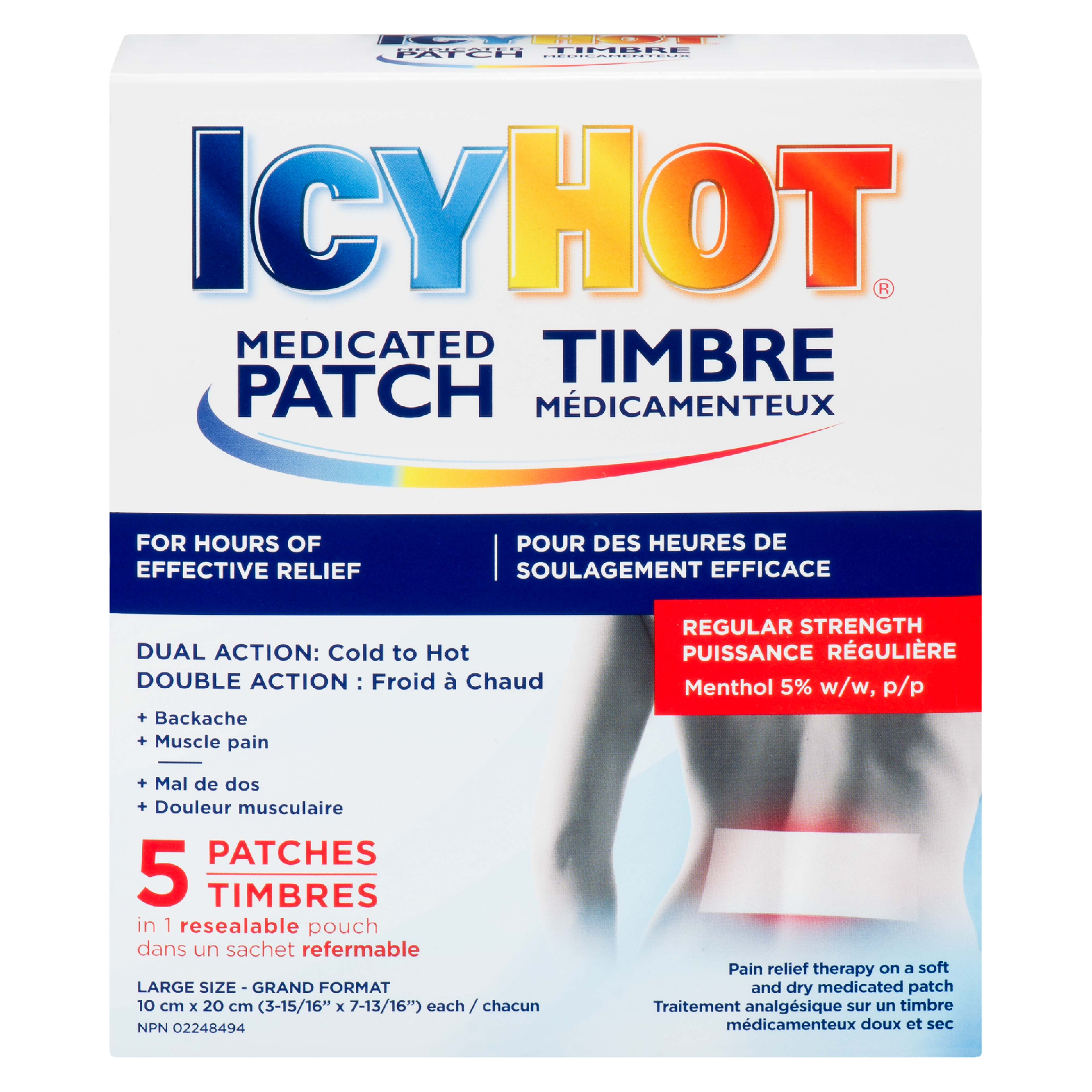 Icy Hot Medicated Patch Regular Strength Large Size 5 Patches