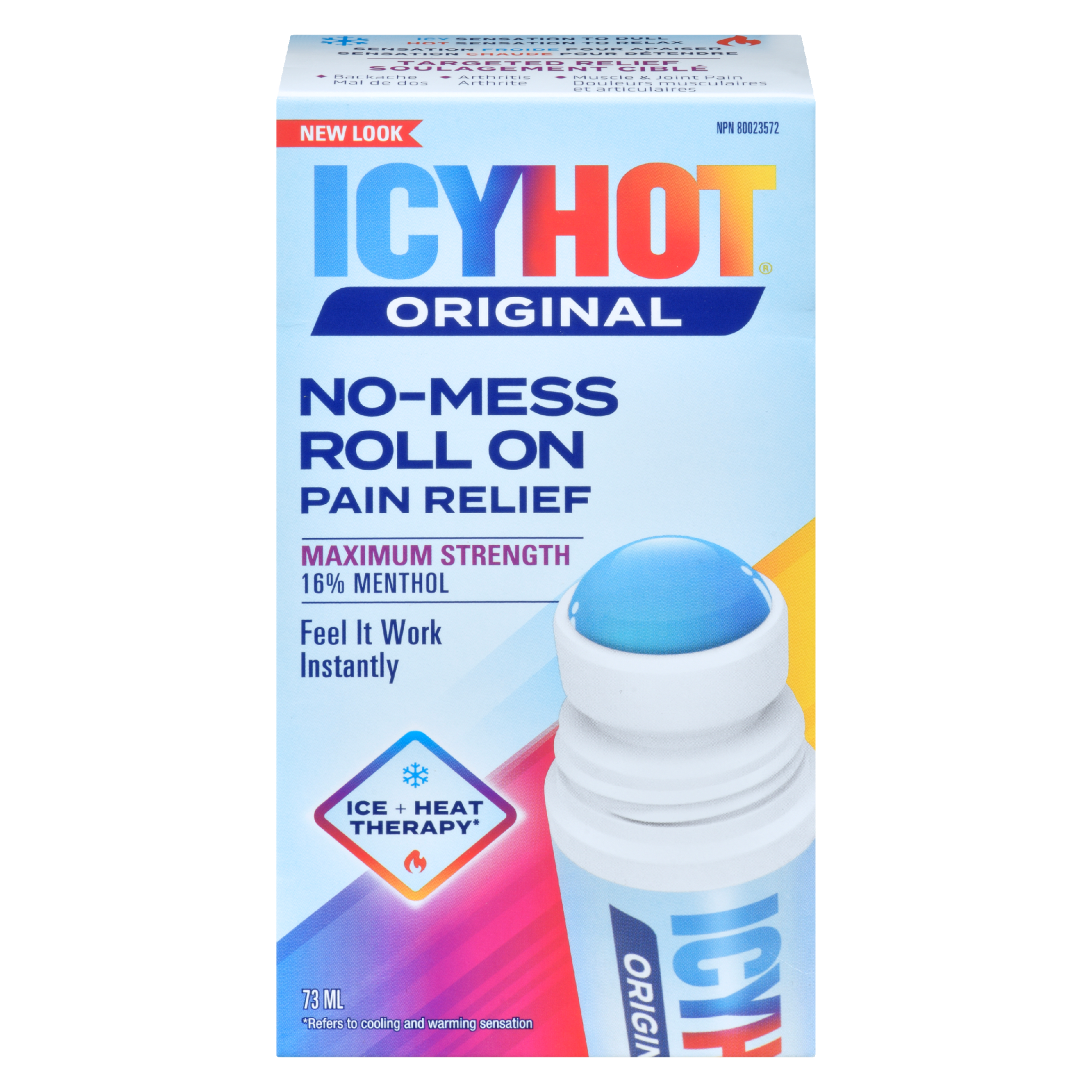 Icy Hot No-Mess Roll On Pain Relief Original Maximum Strength 73 ml