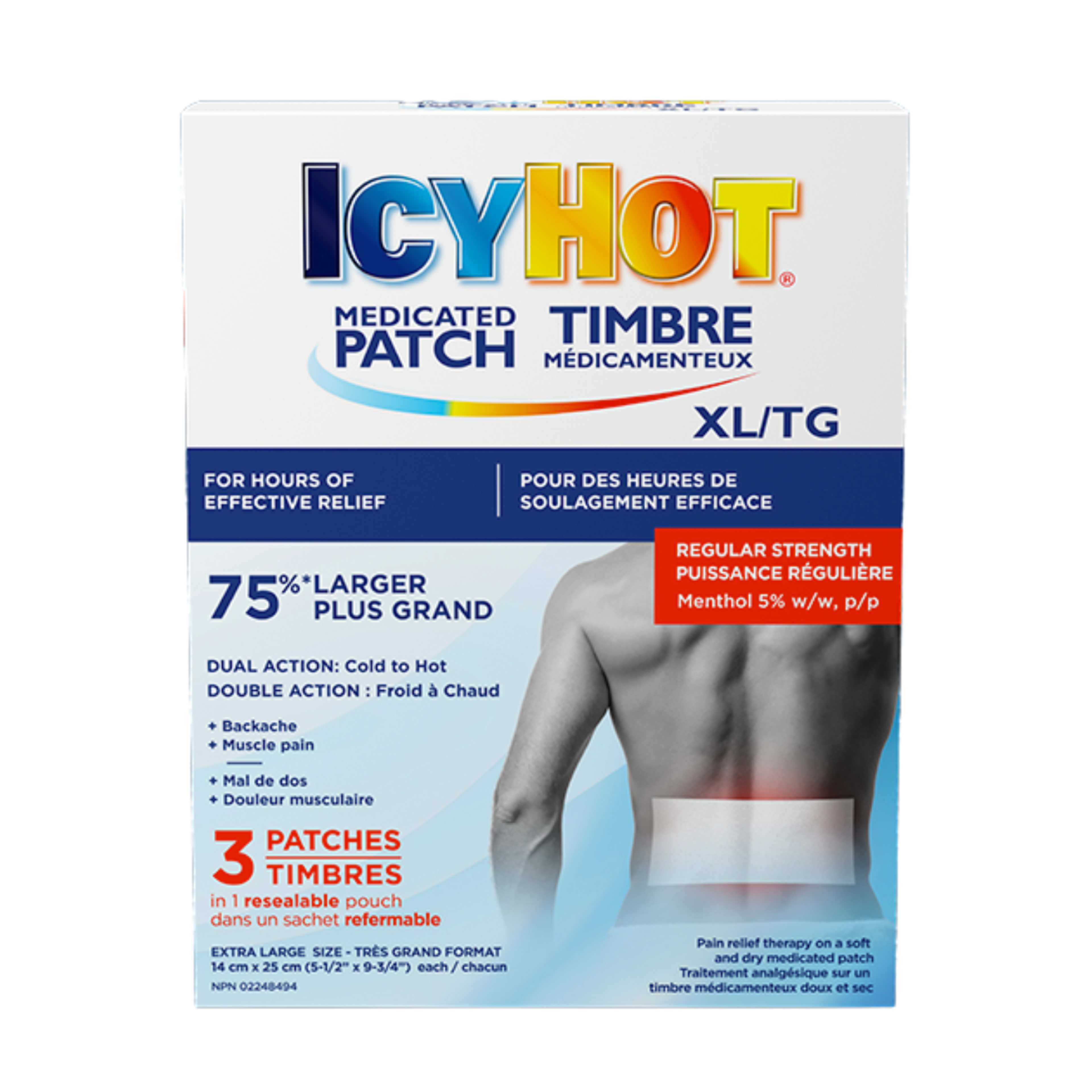 Icy Hot Medicated Patch Regular Strength Extra Large Size 3 Patches