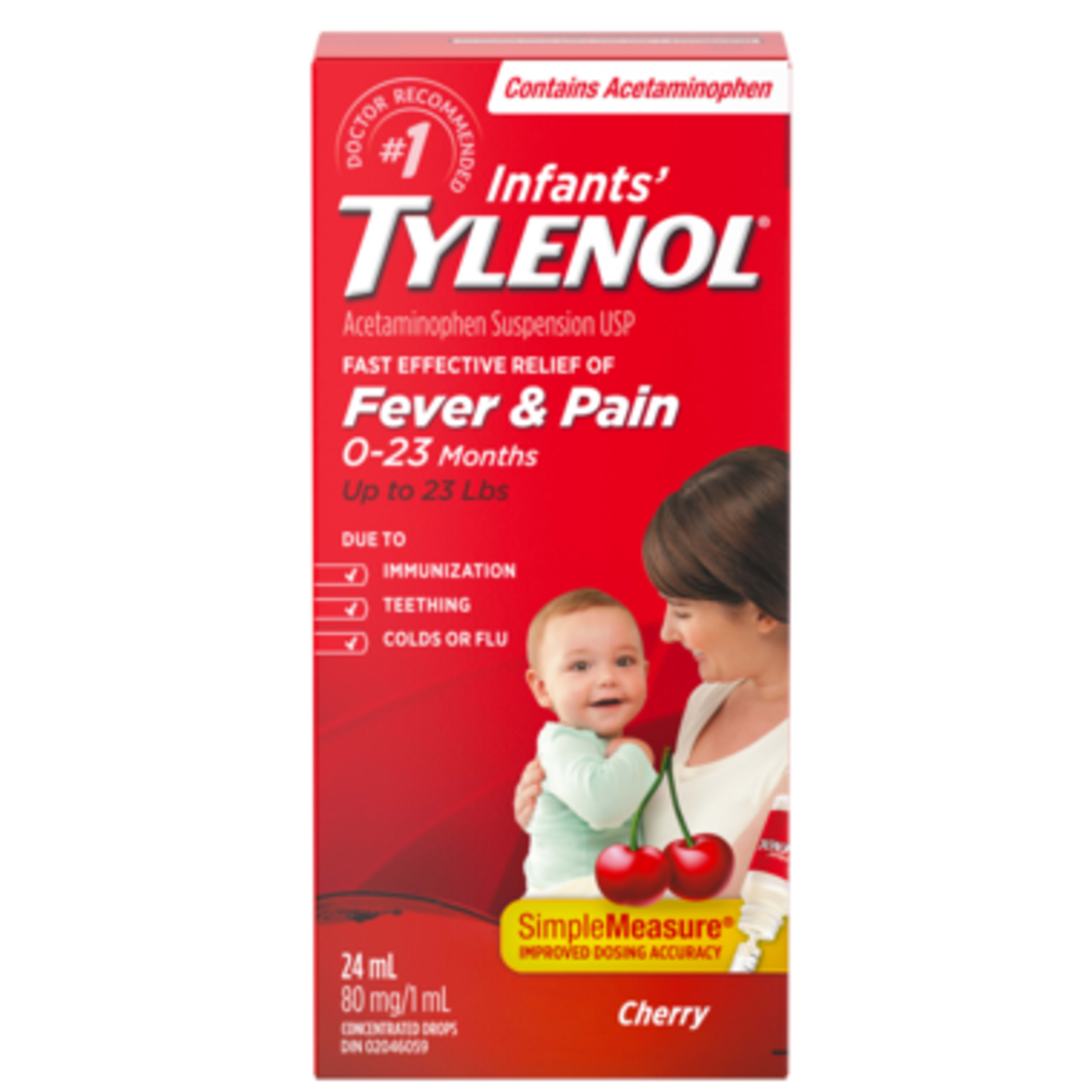 TYLENOL Infants' Acetaminophen Oral Suspension USP Concentrated Drops Cherry 0-23 Months 24 ml