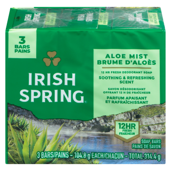 Irish Spring Soap Bars Aloe Mist 3 Bars x 104.8 g (314.4 g)