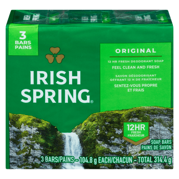 Irish Spring Soap Bars Original 3 Bars x 104.8 g (314.4 g)