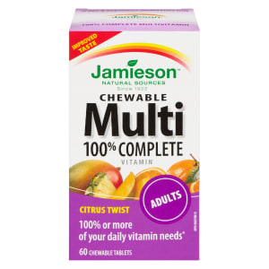 Jamieson 100% Complete Multivitamin Citrus Twist Adults 60 Chewable Tablets