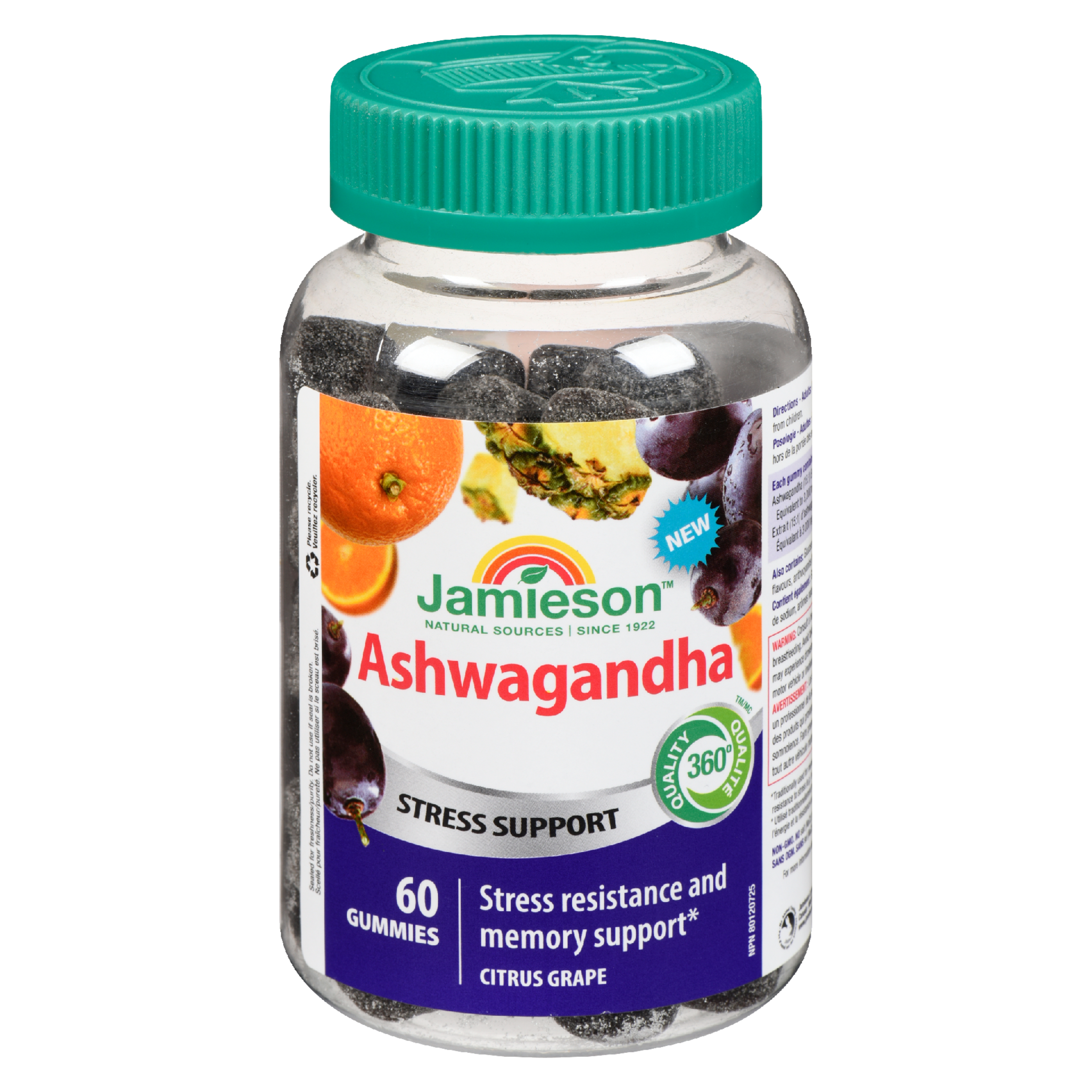 Jamieson Ashwagandha Stress Support Citrus Grape 60 Gummies