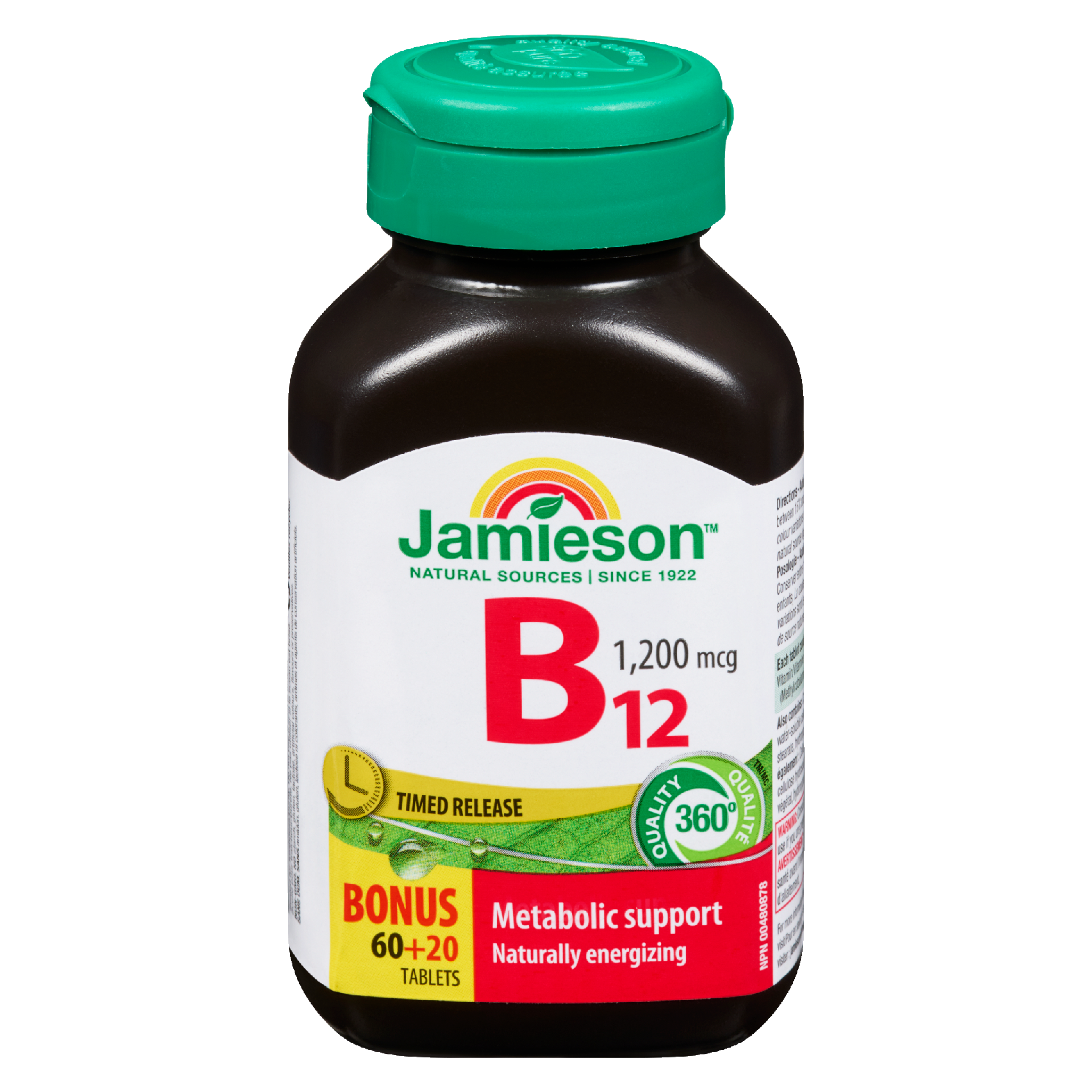Jamieson B₁₂ 1,200 mcg Bonus 60+20 Tablets