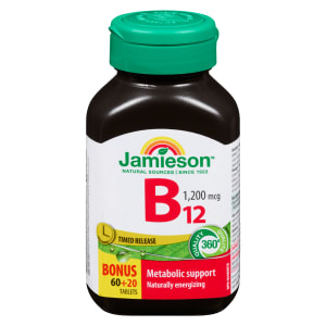 Jamieson B₁₂ 1,200 mcg Bonus 60+20 Tablets