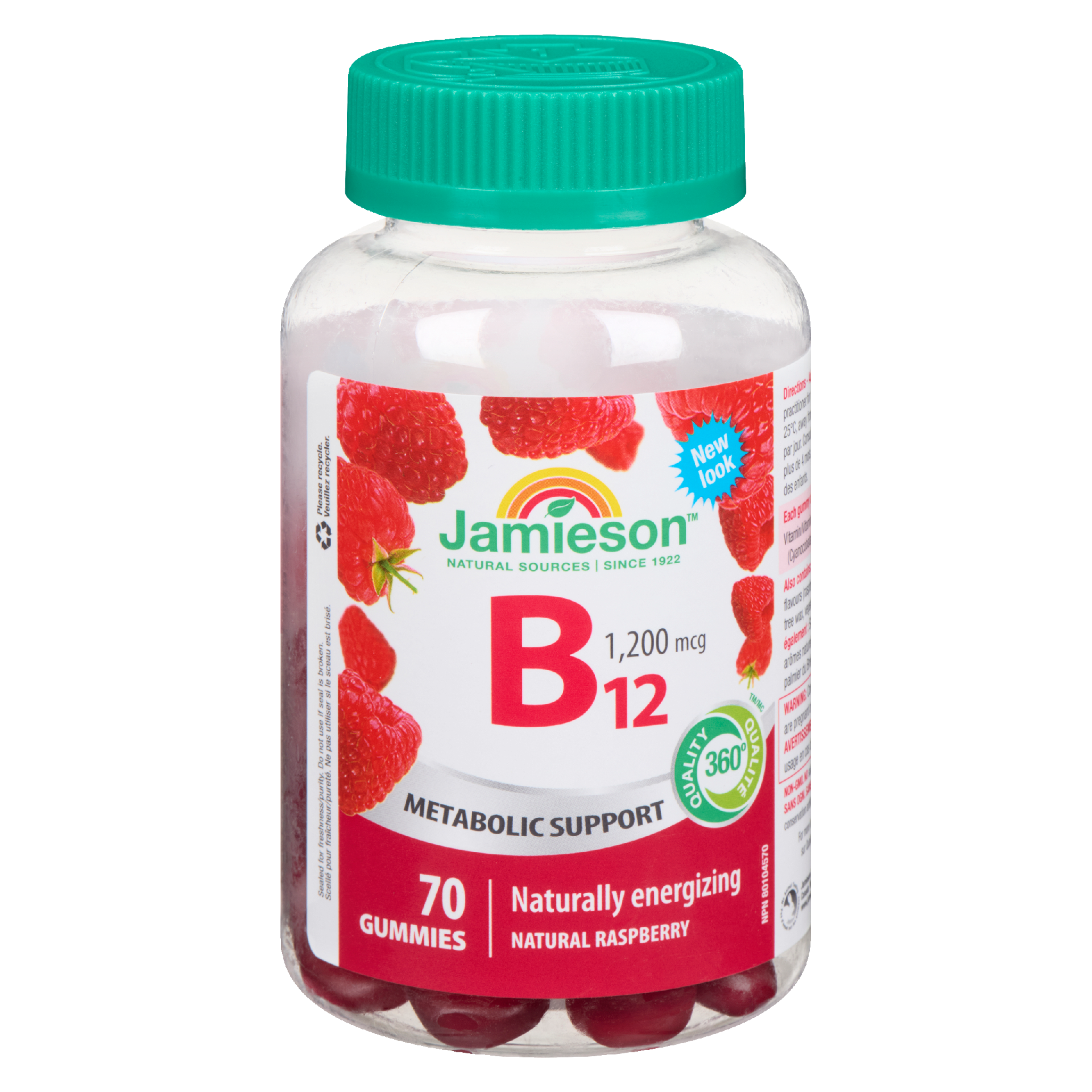 Jamieson B₁₂ 1,200 mcg Natural Raspberry 70 Gummies