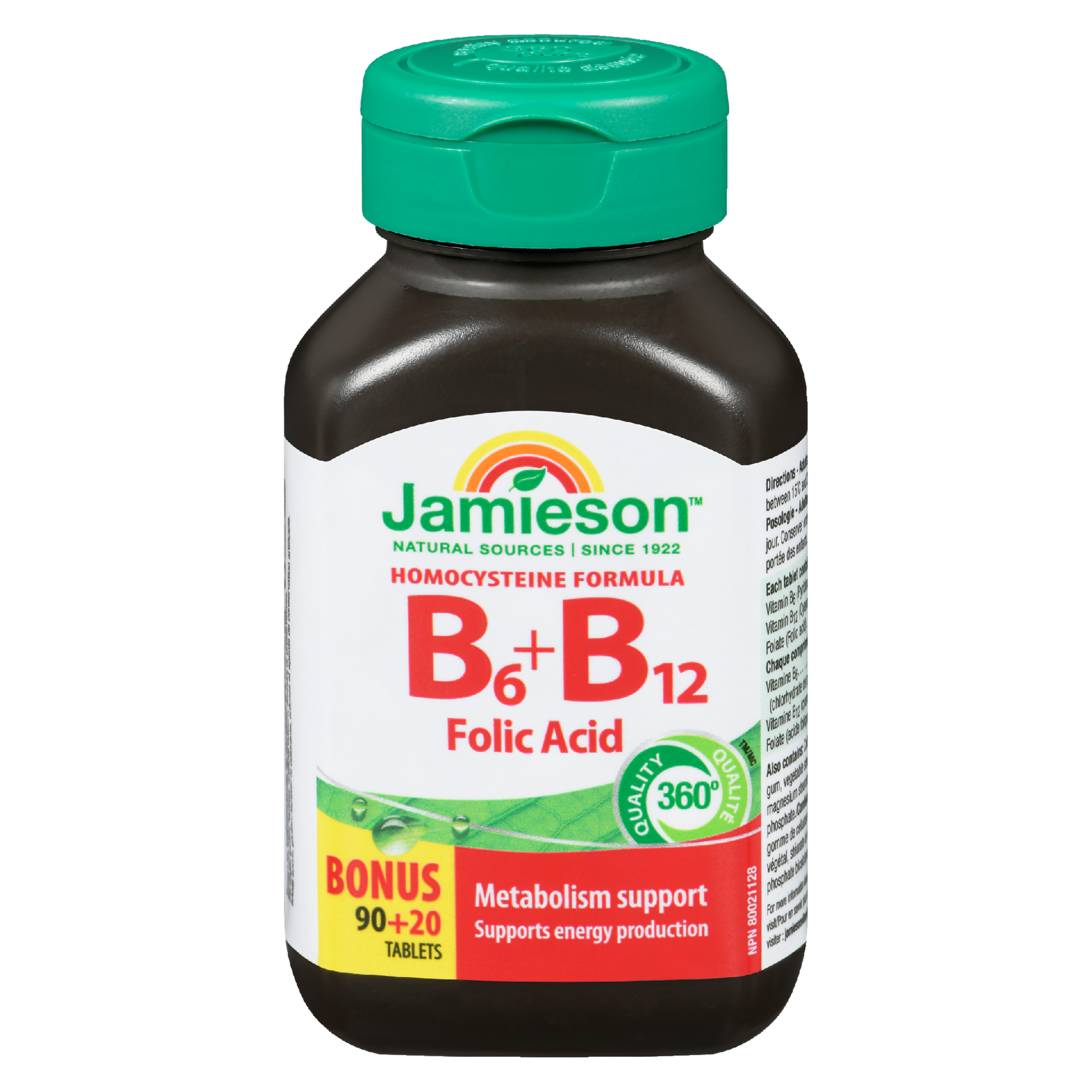 Jamieson B₆ + B₁₂ Folic Acid Bonus 90+20 Tablets