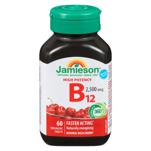 Jamieson B₁₂ High Potency 2,500 mcg 60 Sublingual Tablets