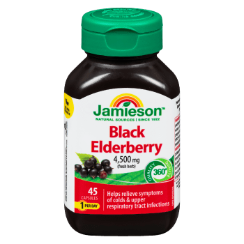 Jamieson Black Elderberry 4,500 mg Fresh Herb 45 Capsules