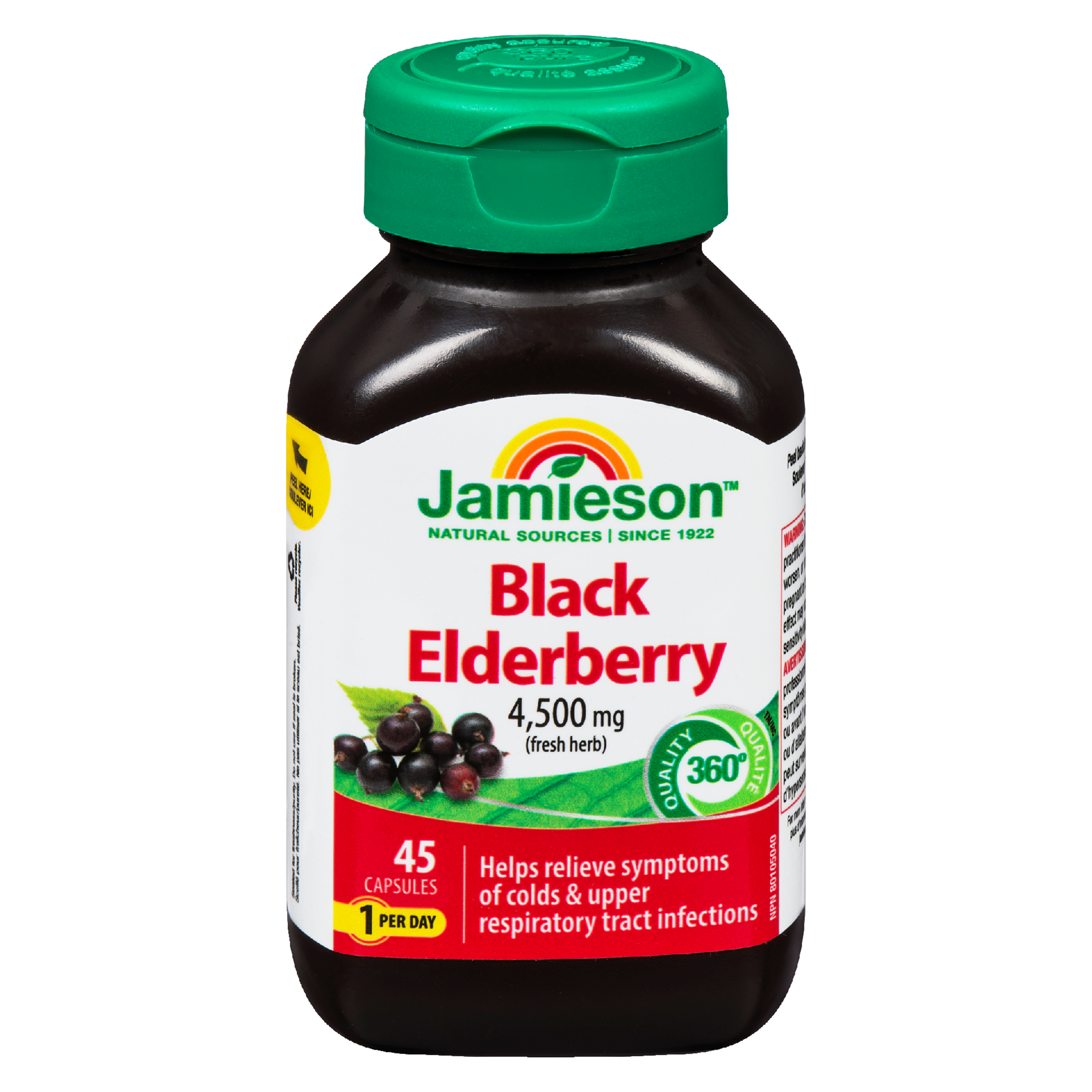 Jamieson Black Elderberry 4,500 mg Fresh Herb 45 Capsules