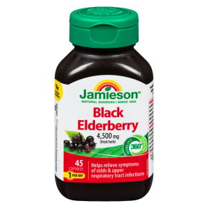 Jamieson Black Elderberry 4,500 mg Fresh Herb 45 Capsules