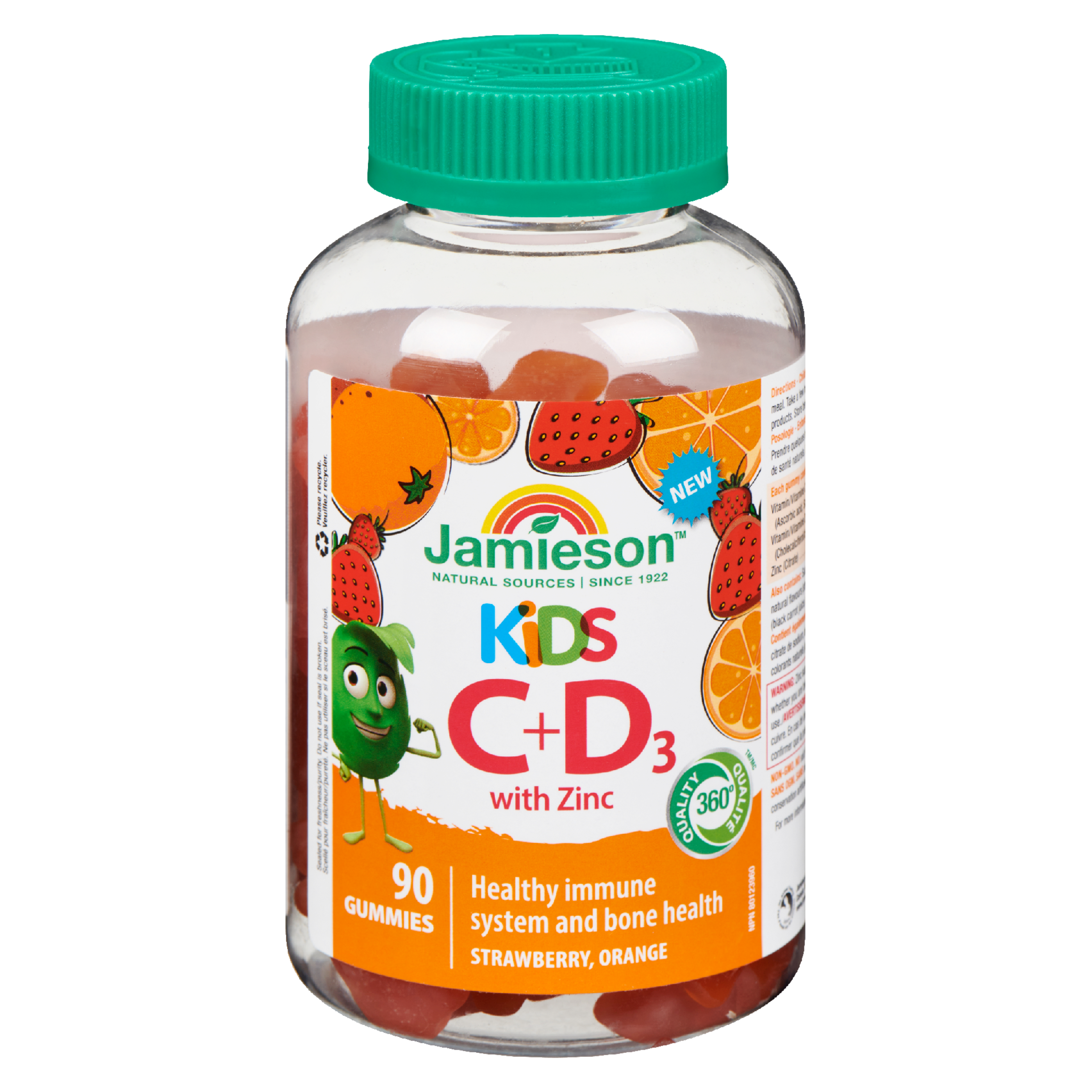 Jamieson C+D₃ with Zinc Kids Strawberry, Orange 90 Gummies