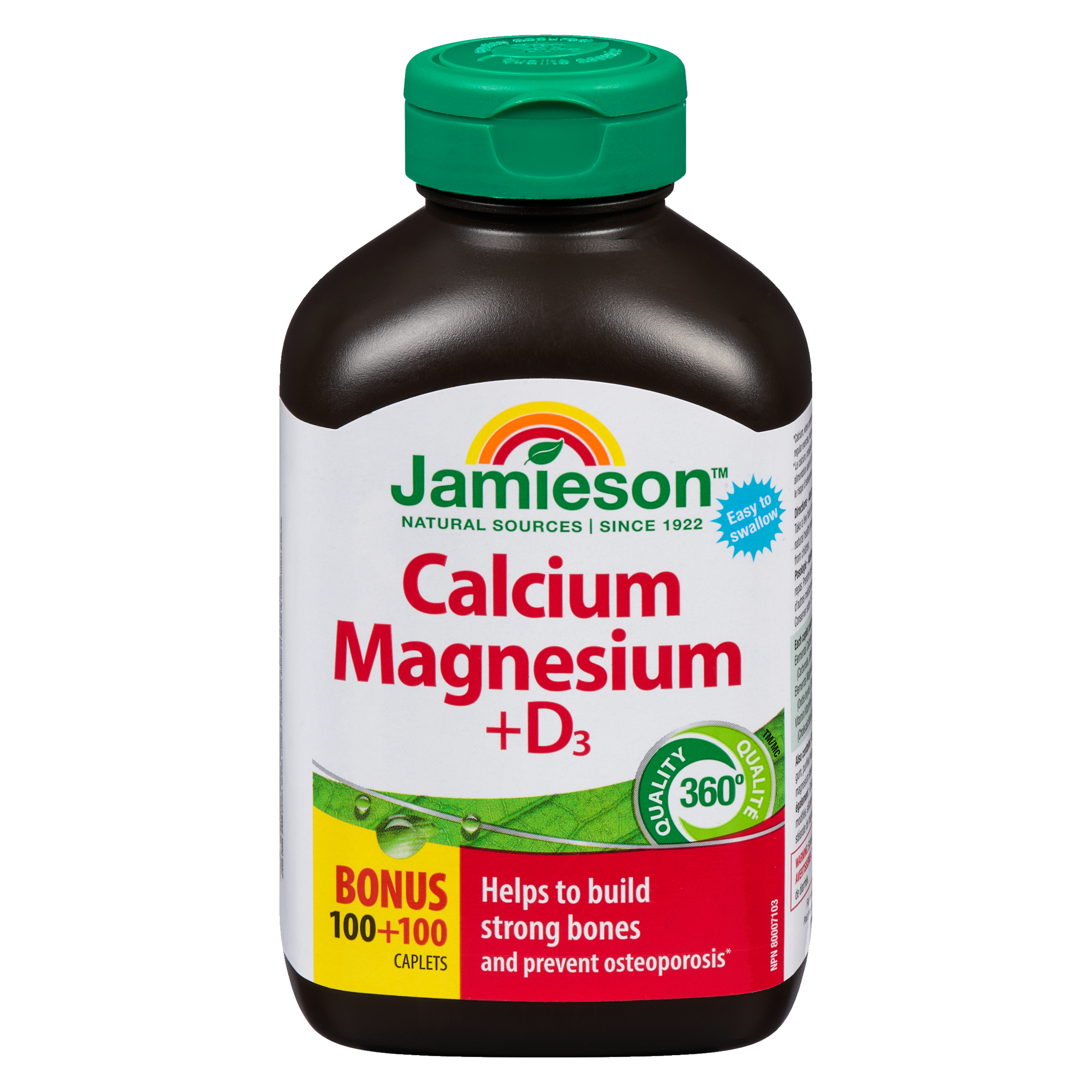 Jamieson Calcium Magnesium + D₃ Bonus 100+100 Caplets