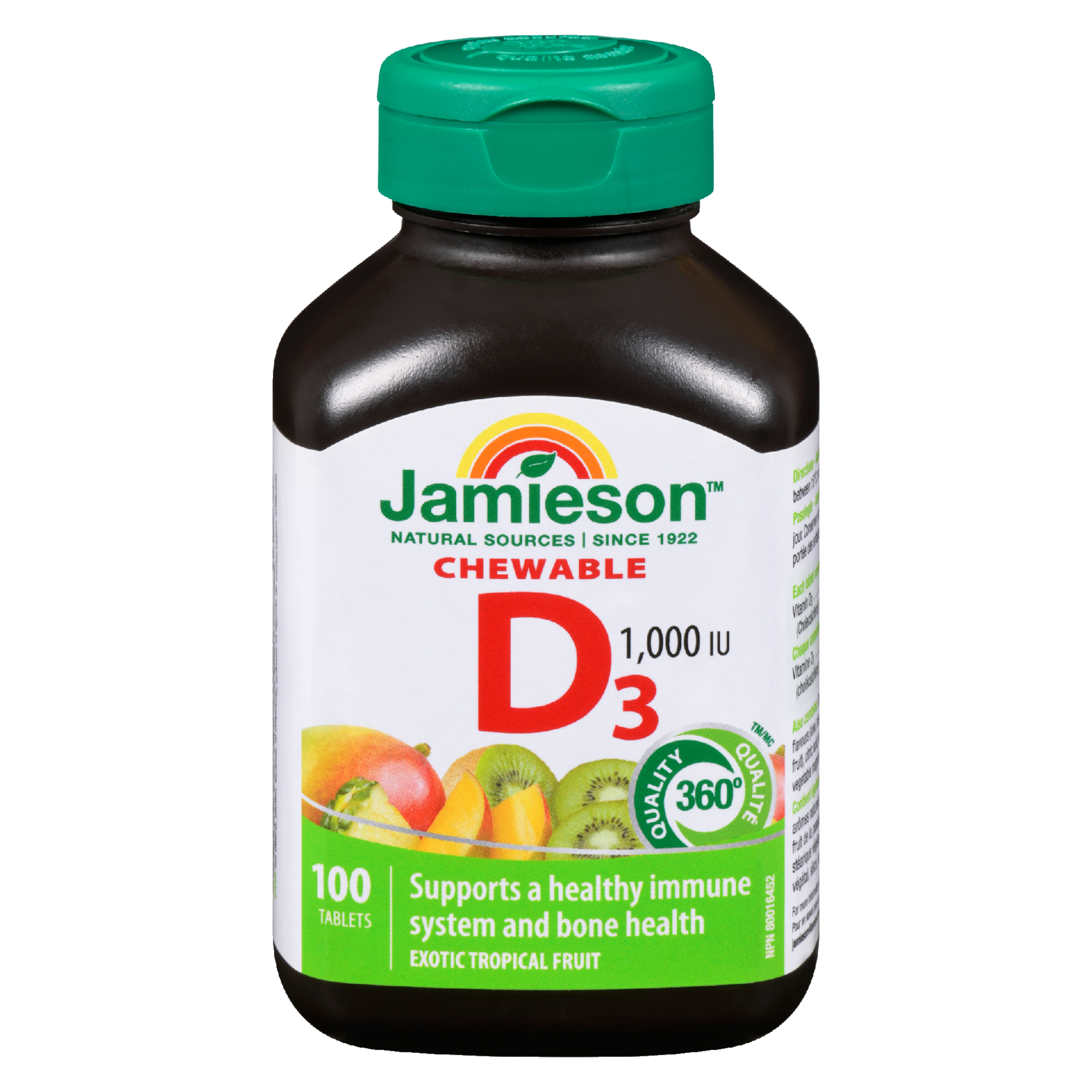 Jamieson Chewable D₃ 1,000 IU Exotic Tropical Fruit 100 Tablets