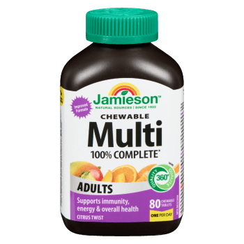 Jamieson Chewable Multi 100% Complete Adults Citrus Twist 80 Chewable Tablets