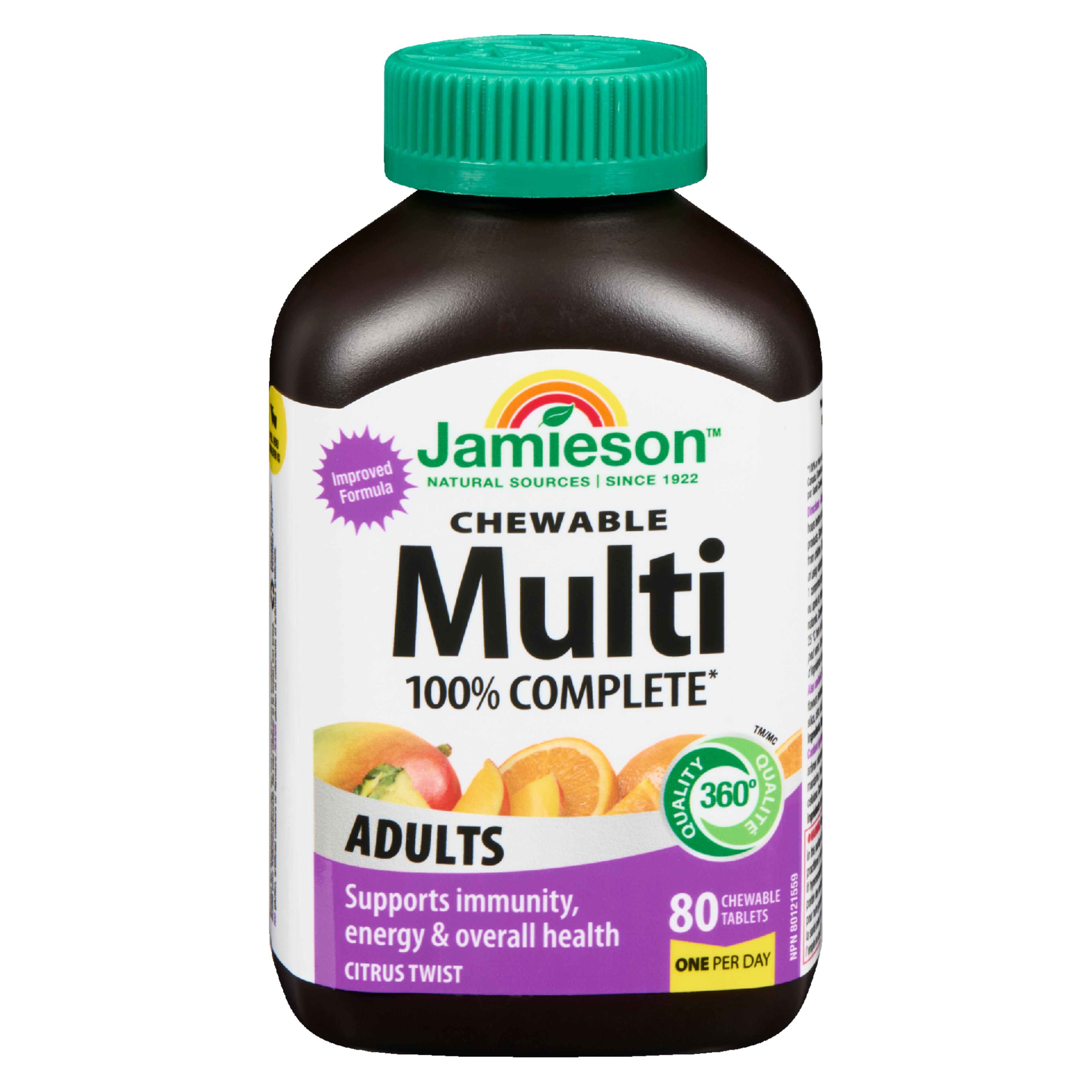 Jamieson Chewable Multi 100% Complete Adults Citrus Twist 80 Chewable Tablets