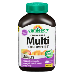 Jamieson Chewable Multi 100% Complete Adults Citrus Twist 80 Chewable Tablets