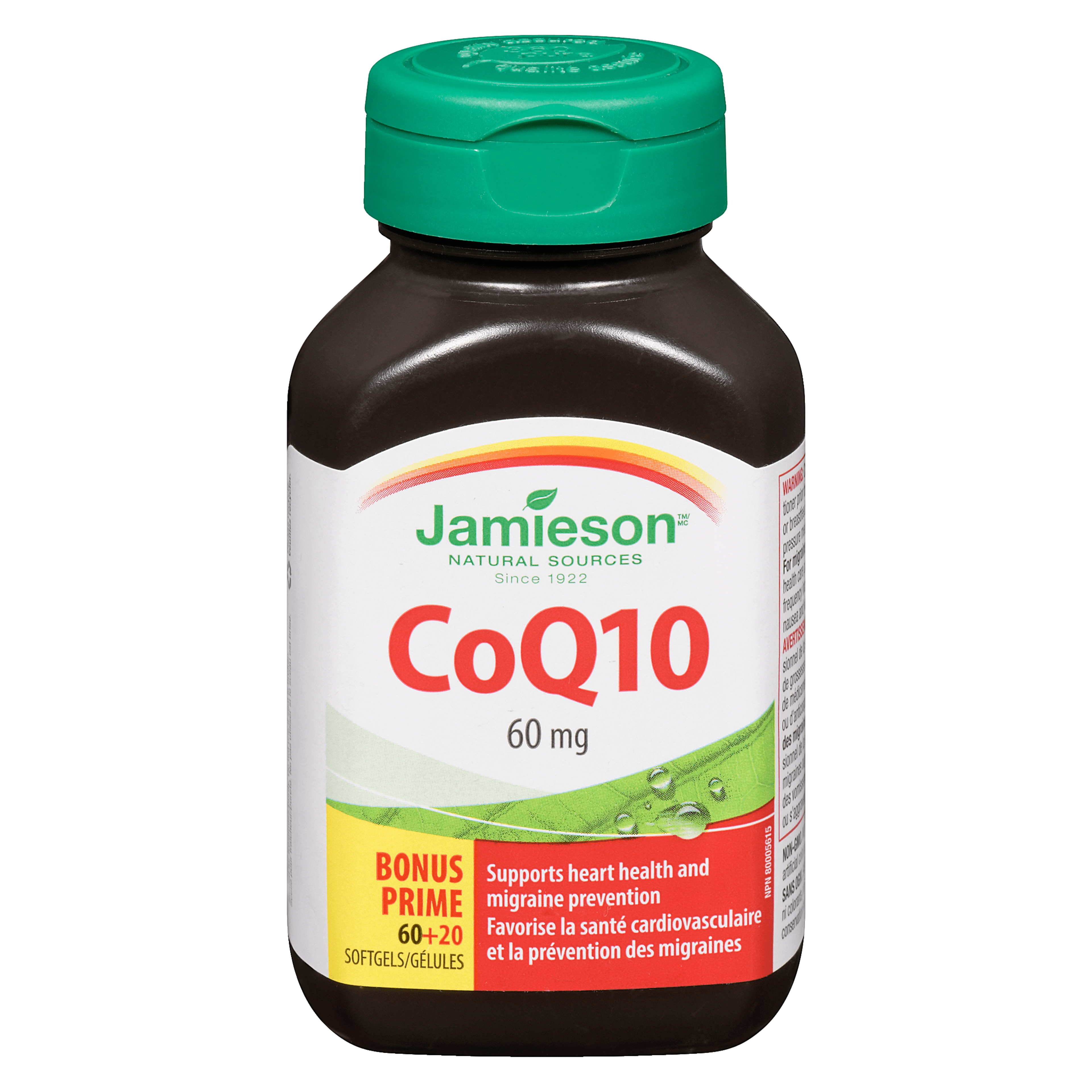 Jamieson CoQ10 60 mg Bonus 60+20 Softgels