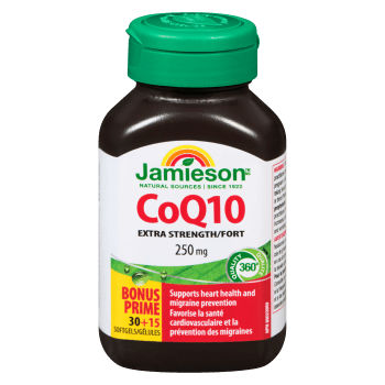 Jamieson CoQ10 Extra Strength 250 mg Bonus 30+15 Softgels