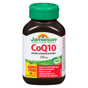 Jamieson CoQ10 Extra Strength 250 mg Bonus 30+15 Softgels
