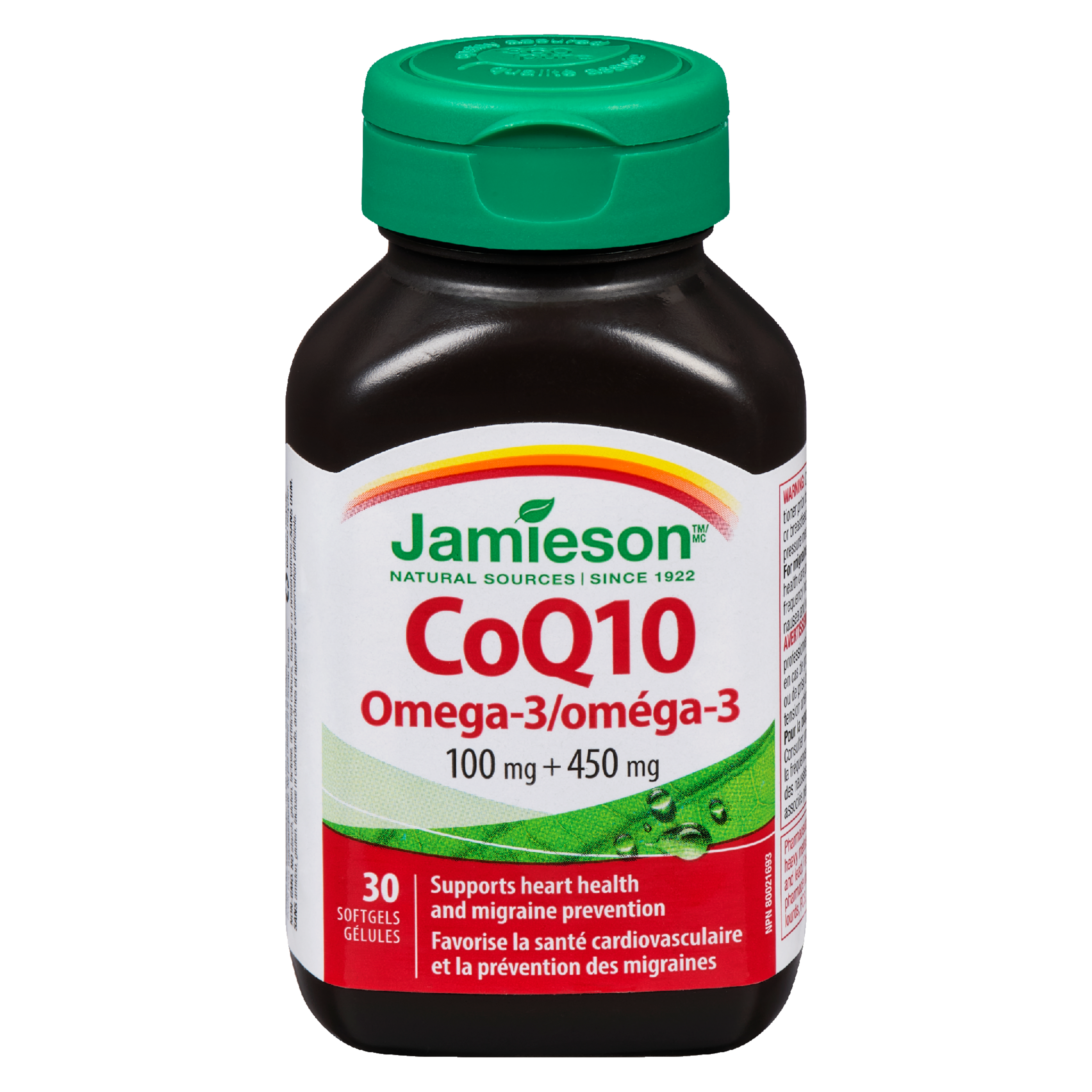 Jamieson CoQ10 Omega-3 100 mg + 450 mg 30 Softgels