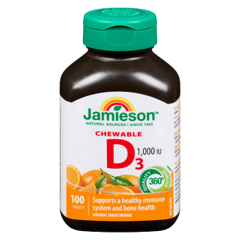 Jamieson D₃ 1,000 IU Chewable Natural Tangy Orange 100 Tablets