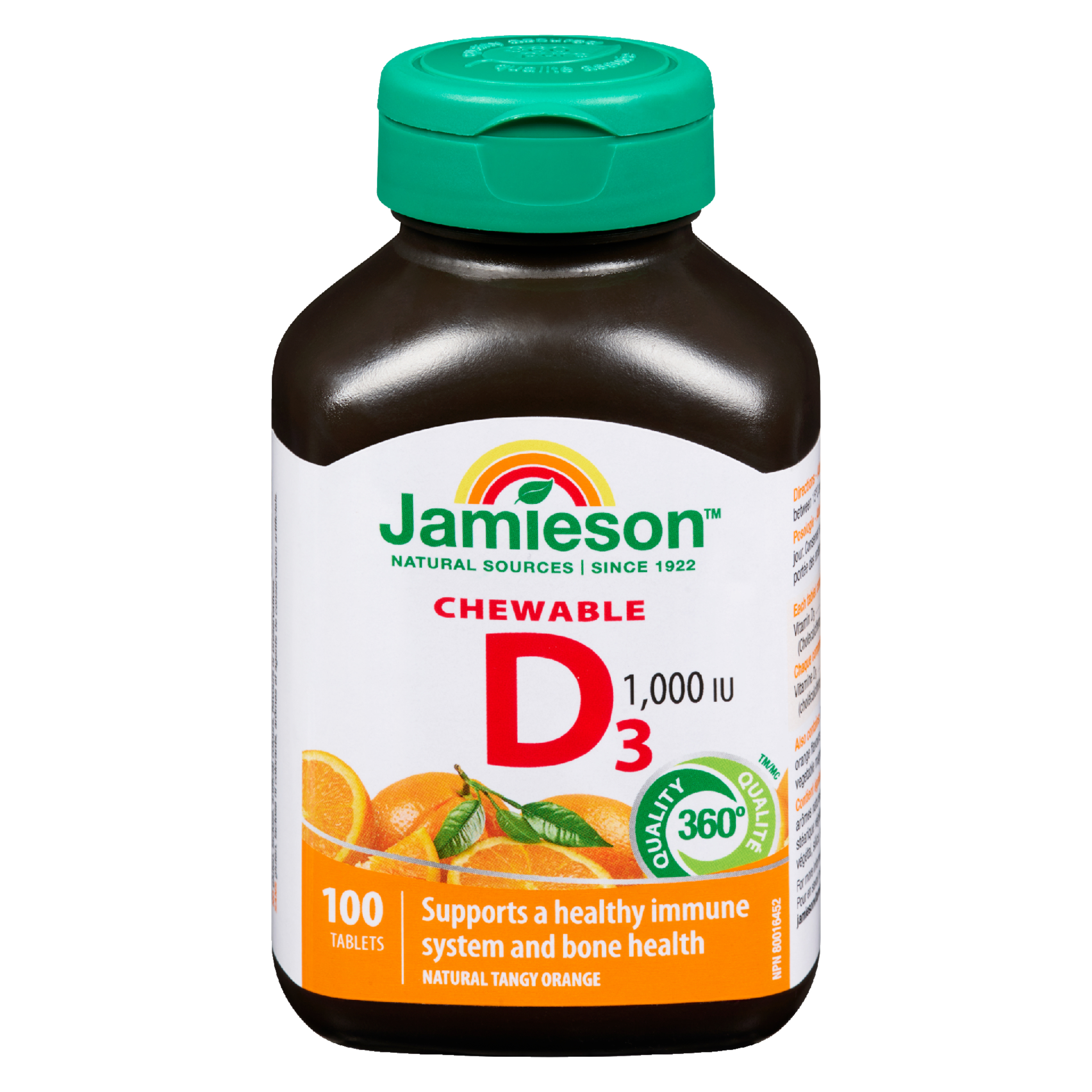 Jamieson D₃ 1,000 IU Chewable Natural Tangy Orange 100 Tablets