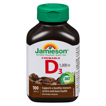 Jamieson D₃ 1,000 IU Chewable Rich Natural Chocolate 100 Tablets