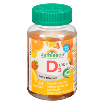 Jamieson D₃ 1,000 IU Orange, Lemon, Strawberry 60 Gummies