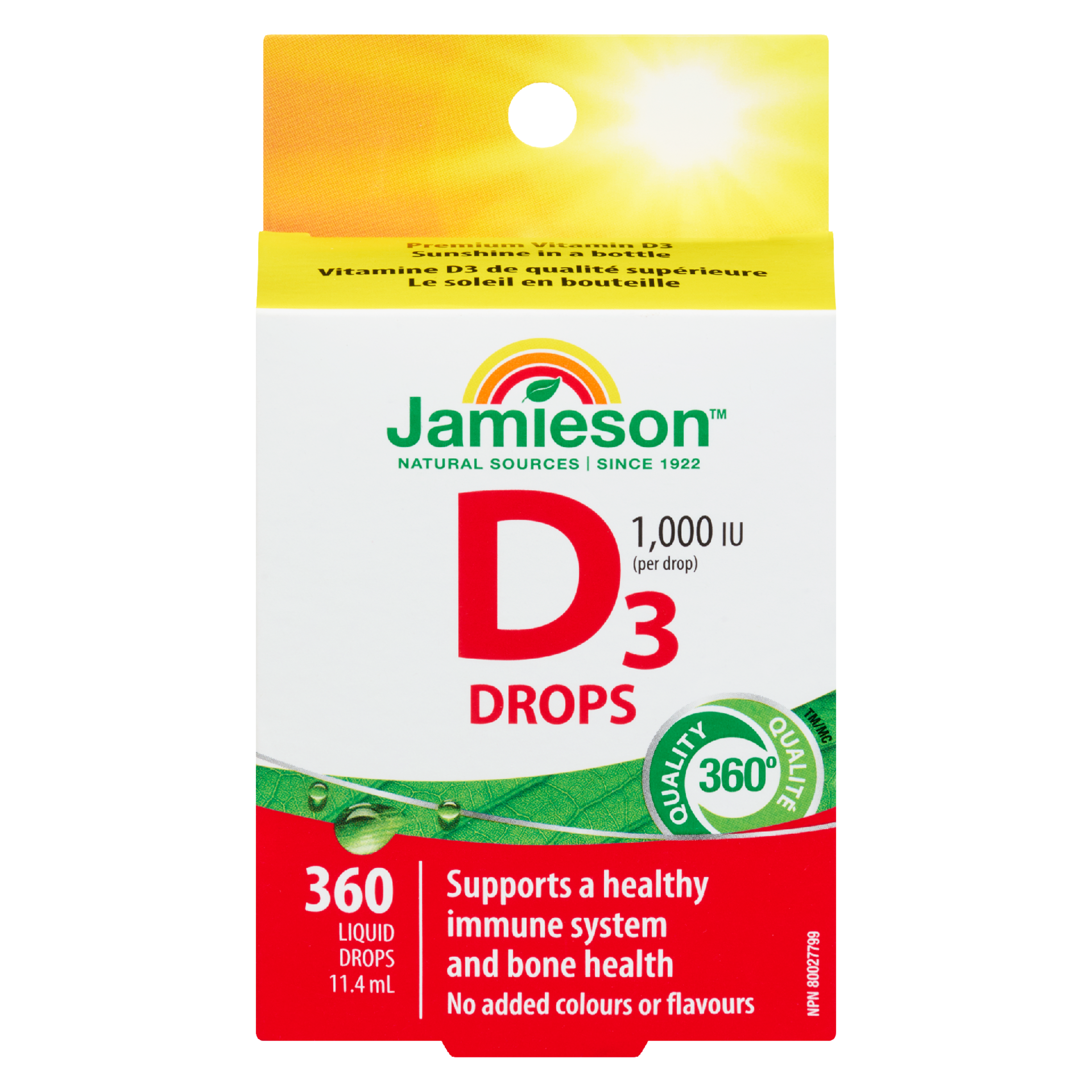 Jamieson D₃ Drops 1,000 IU 360 Liquid Drops 11.4 ml