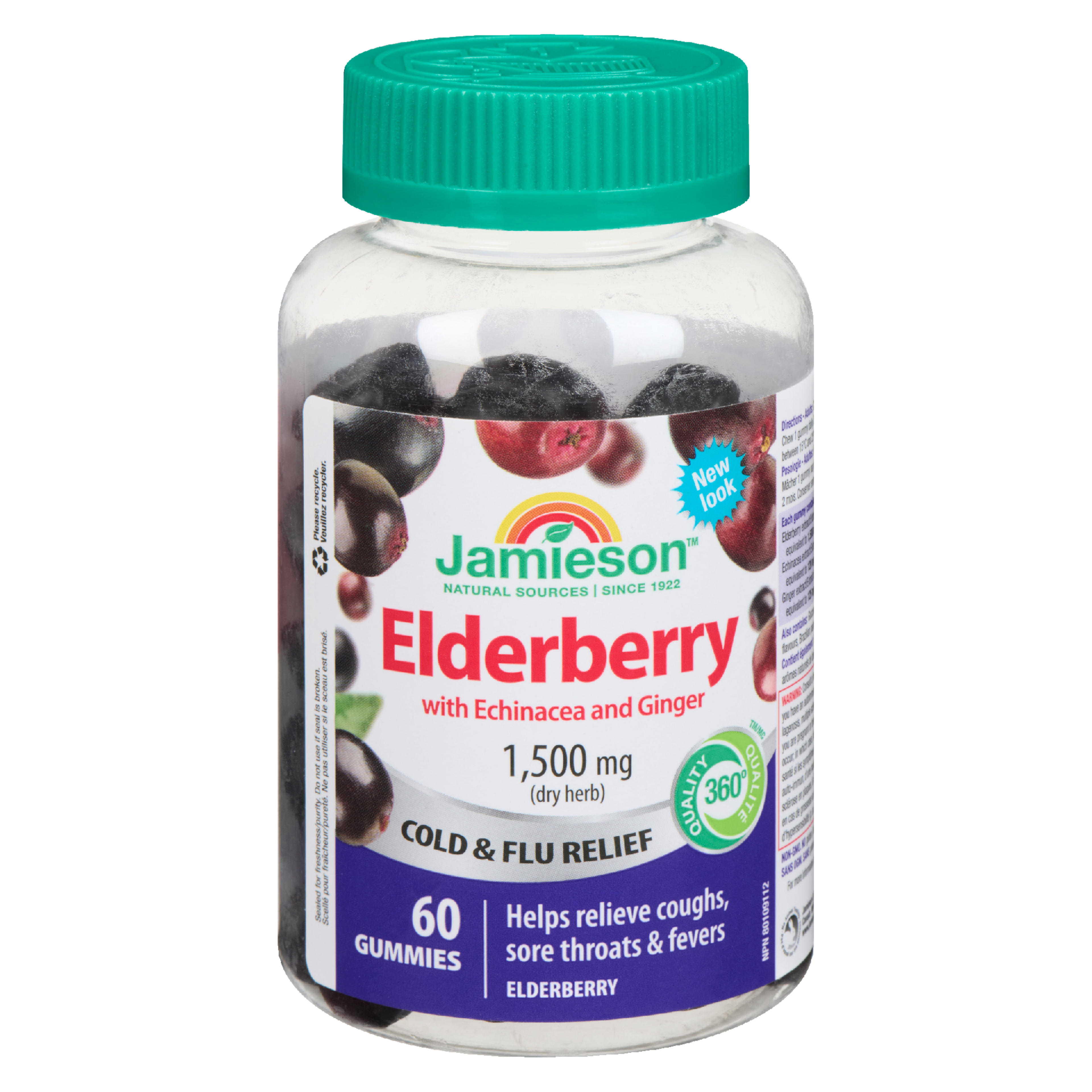 Jamieson Elderberry 1,500 mg Dry Herb Cold & Flu Relief 60 Gummies