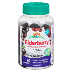 Jamieson Elderberry 1,500 mg Dry Herb Cold & Flu Relief 60 Gummies