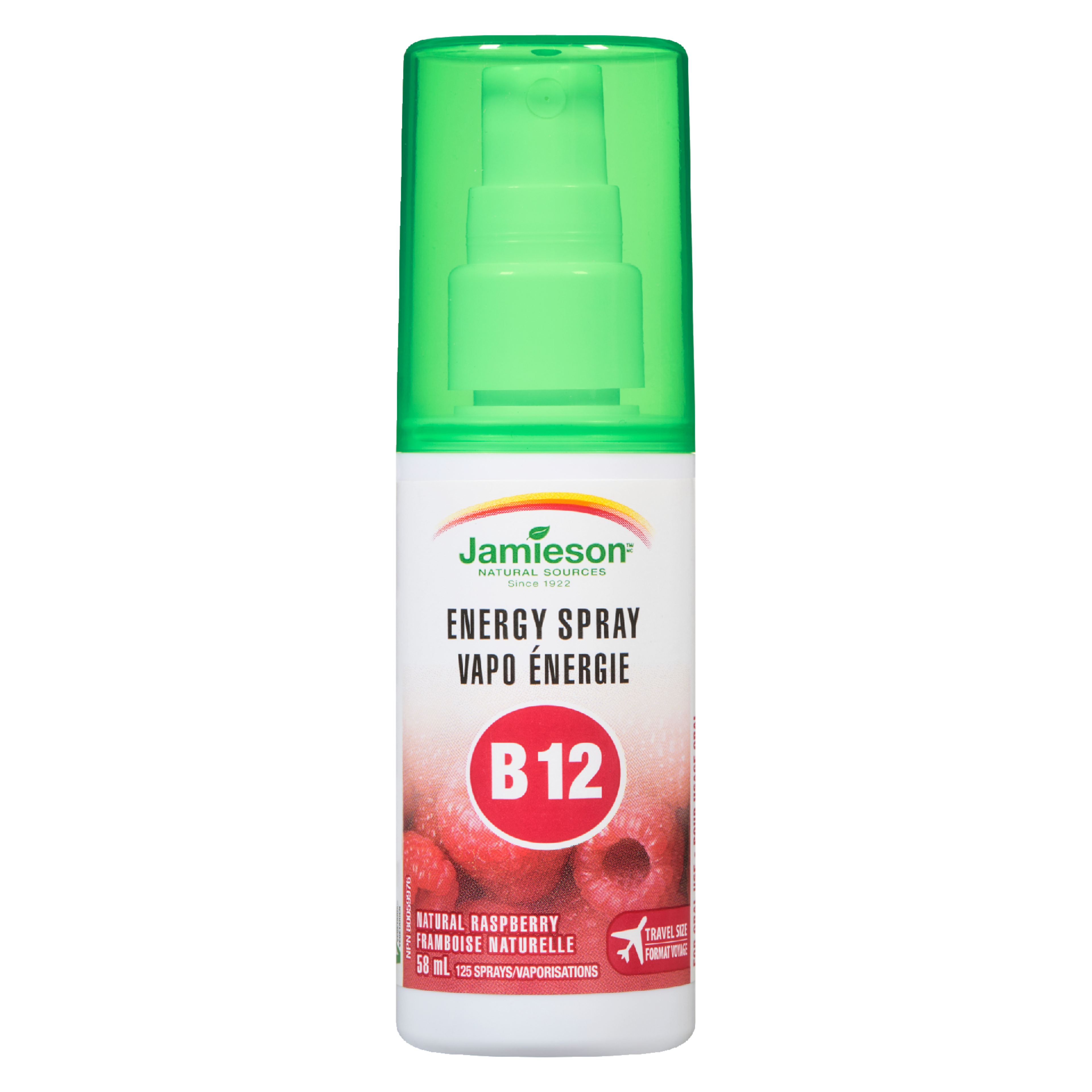 Jamieson Energy Spray B 12 Natural Raspberry Travel Size 58 ml