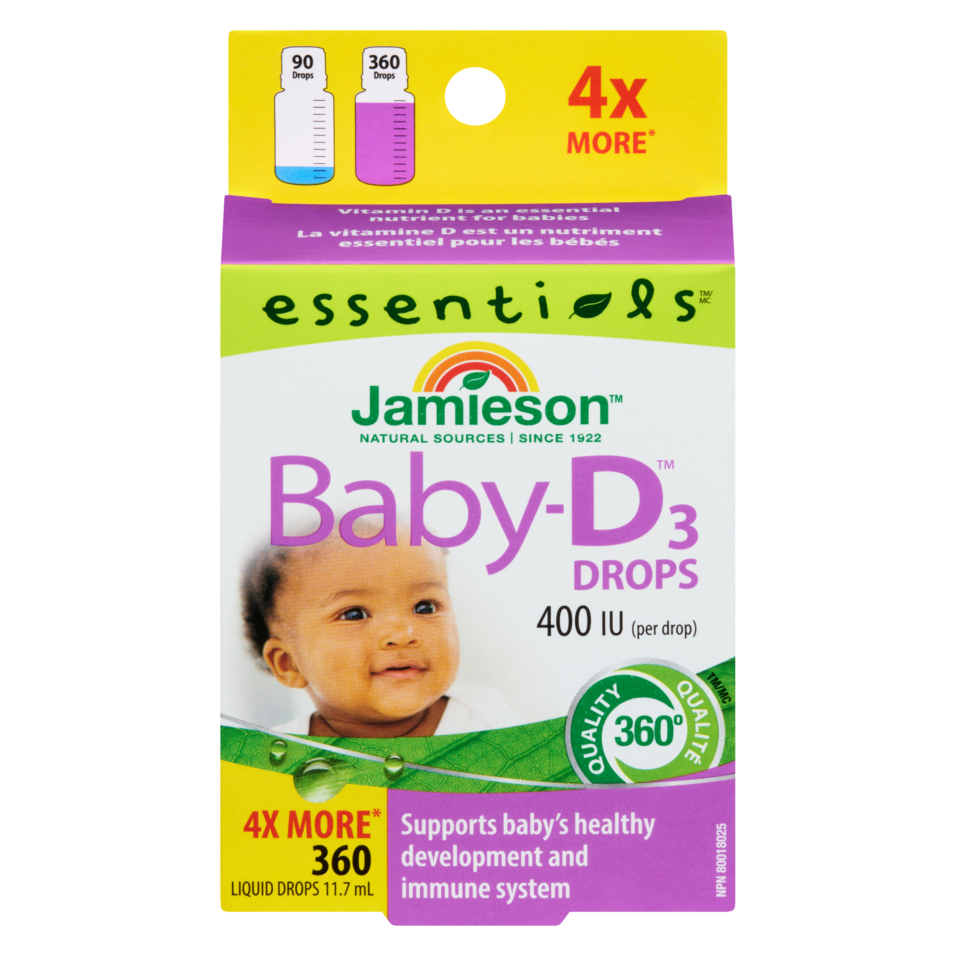 Jamieson Essentials Baby-D₃ Drops 400 IU 360 Liquid Drops 11.7 ml