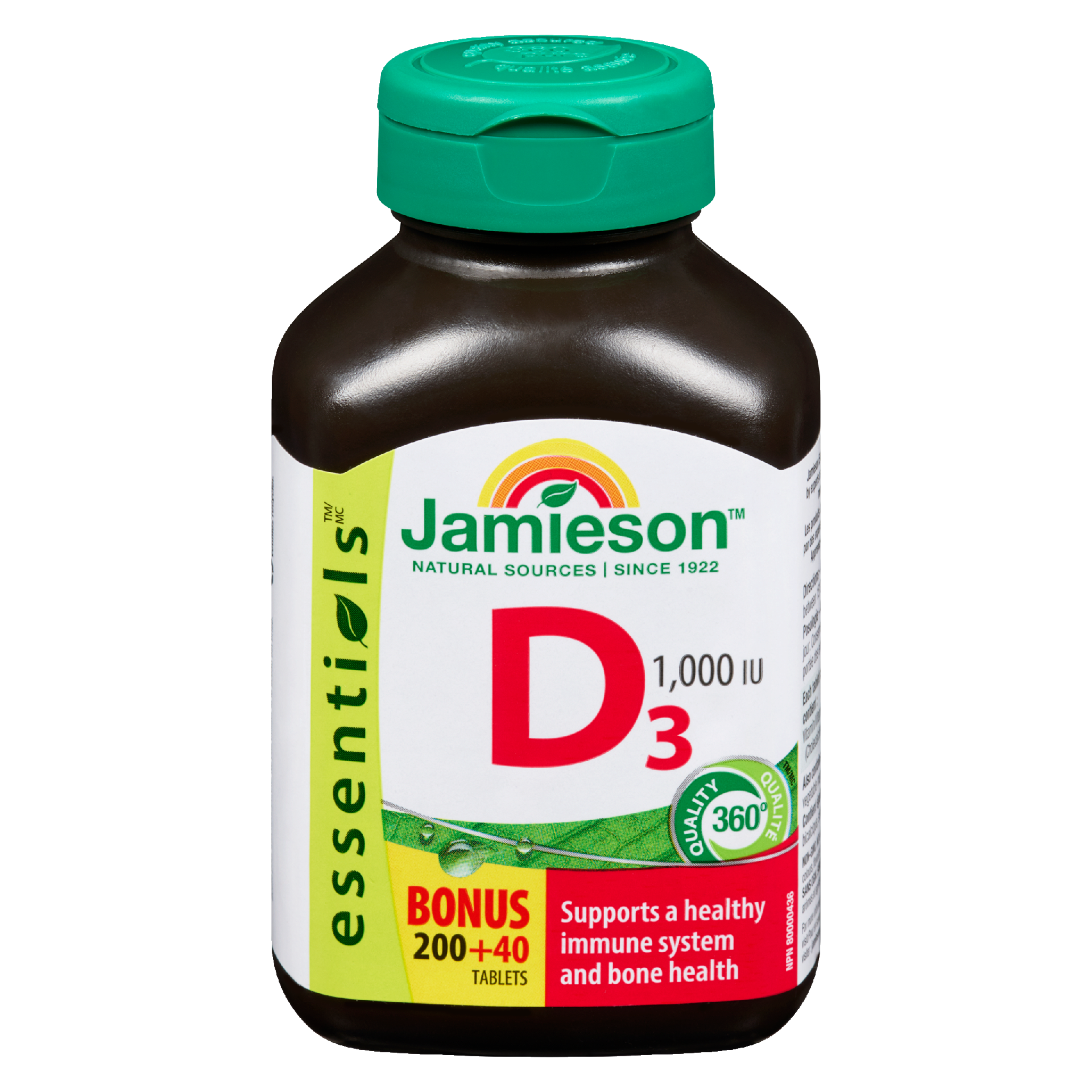 Jamieson Essentials D₃ 1,000 IU Bonus 200+40 Tablets