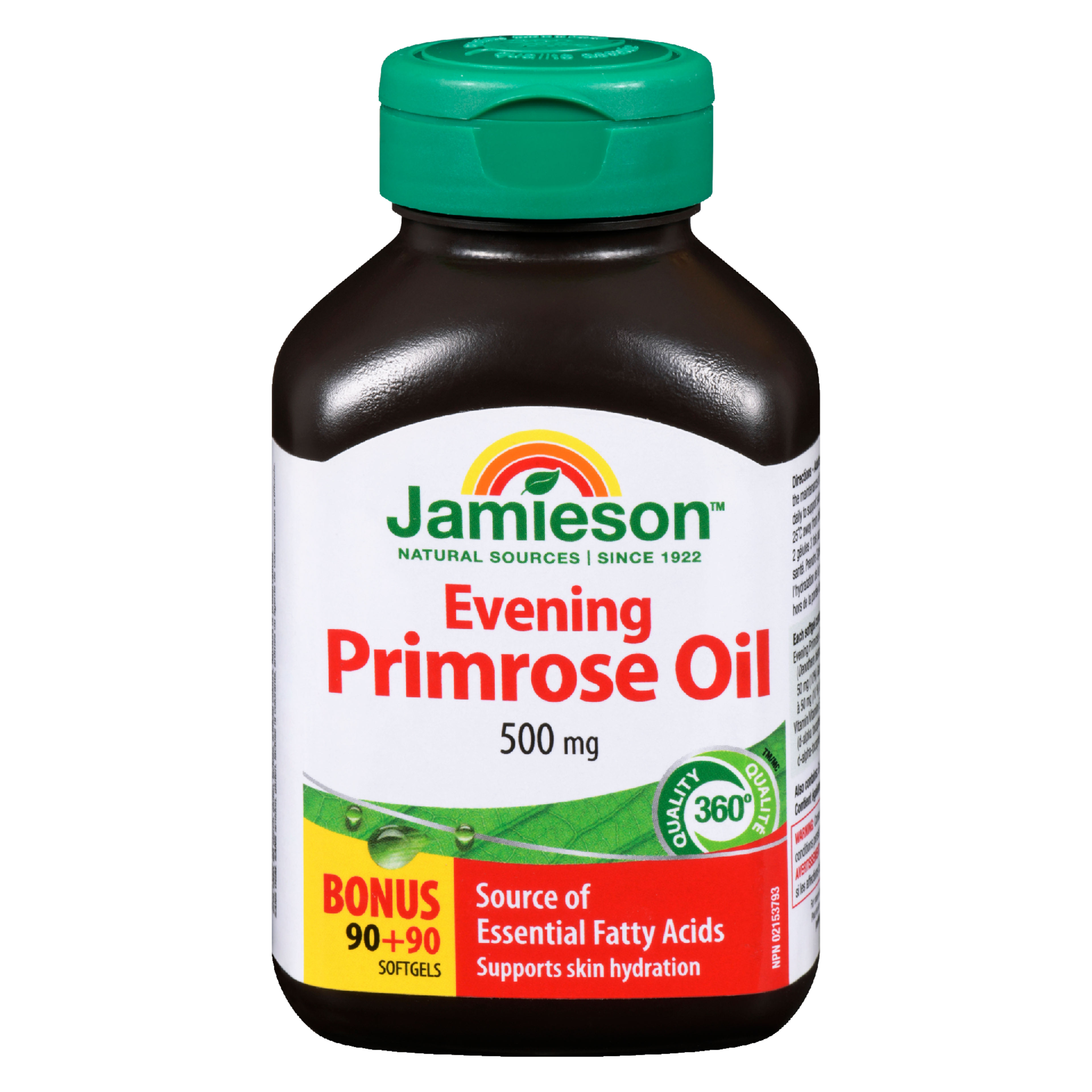 Jamieson Evening Primrose Oil 500 mg Bonus 90+90 Softgels
