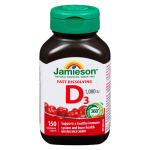 Jamieson Fast Dissolving D₃ 1,000 IU Natural Wild Cherry 150 Sublingual Tablets