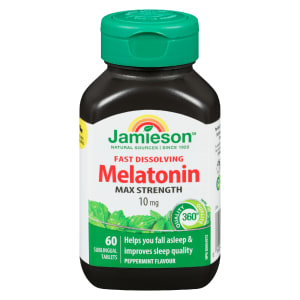 Jamieson Fast Dissolving Melatonin Max Strength 10 mg Peppermint Flavour 60 Sublingual Tablets