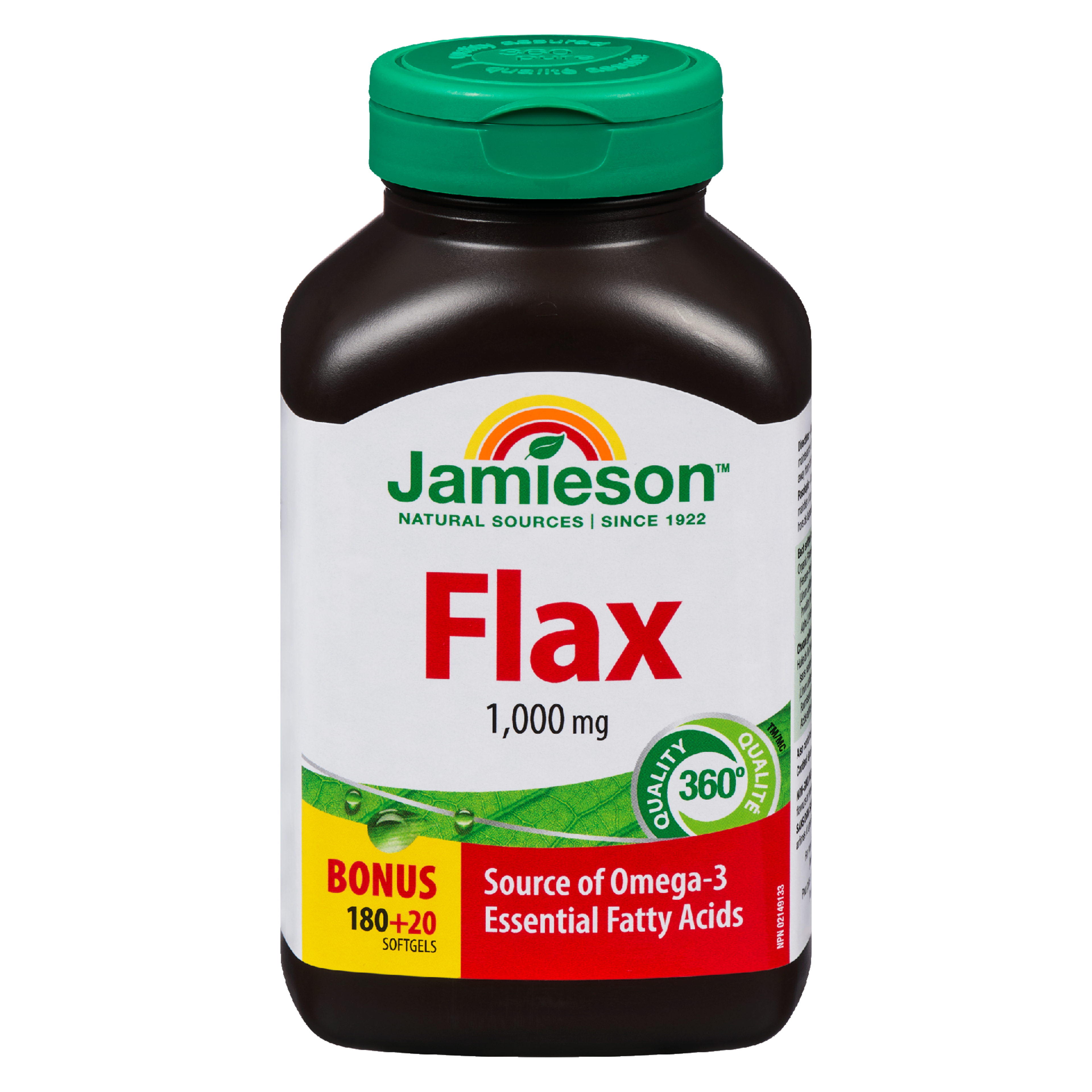 Jamieson Flax 1,000 mg Bonus 180+20 Softgels