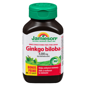 Jamieson Ginkgo Biloba 4,000 mg Dry Herb Bonus 60+30 Caplets