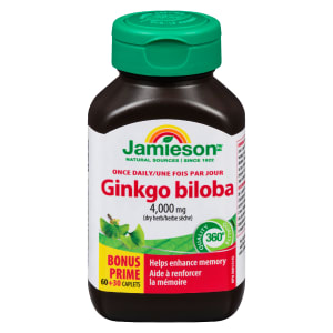 Jamieson Ginkgo Biloba 4,000 mg Dry Herb Bonus 60+30 Caplets
