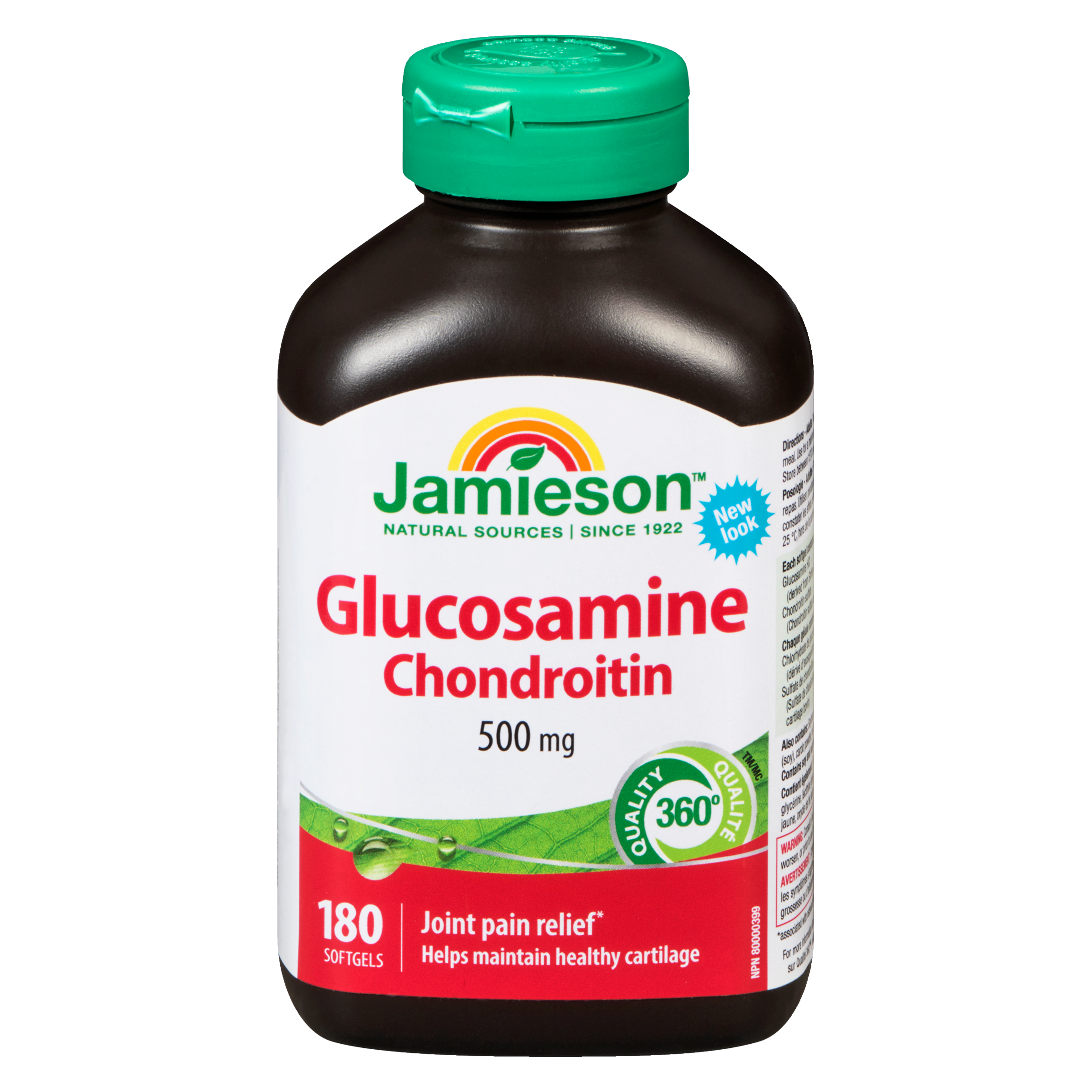 Jamieson Glucosamine Chondroitin Regular Strength 500 mg 180 Softgels