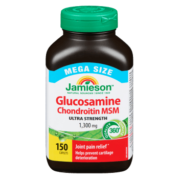 Jamieson Glucosamine Chondroitin MSM Ultra Strength 1,300 mg Mega Size 150 Caplets