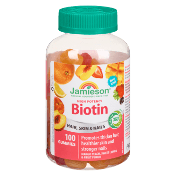Jamieson High Potency Biotin Mango Peach, Sweet Lemon & Fruit Punch 100 Gummies