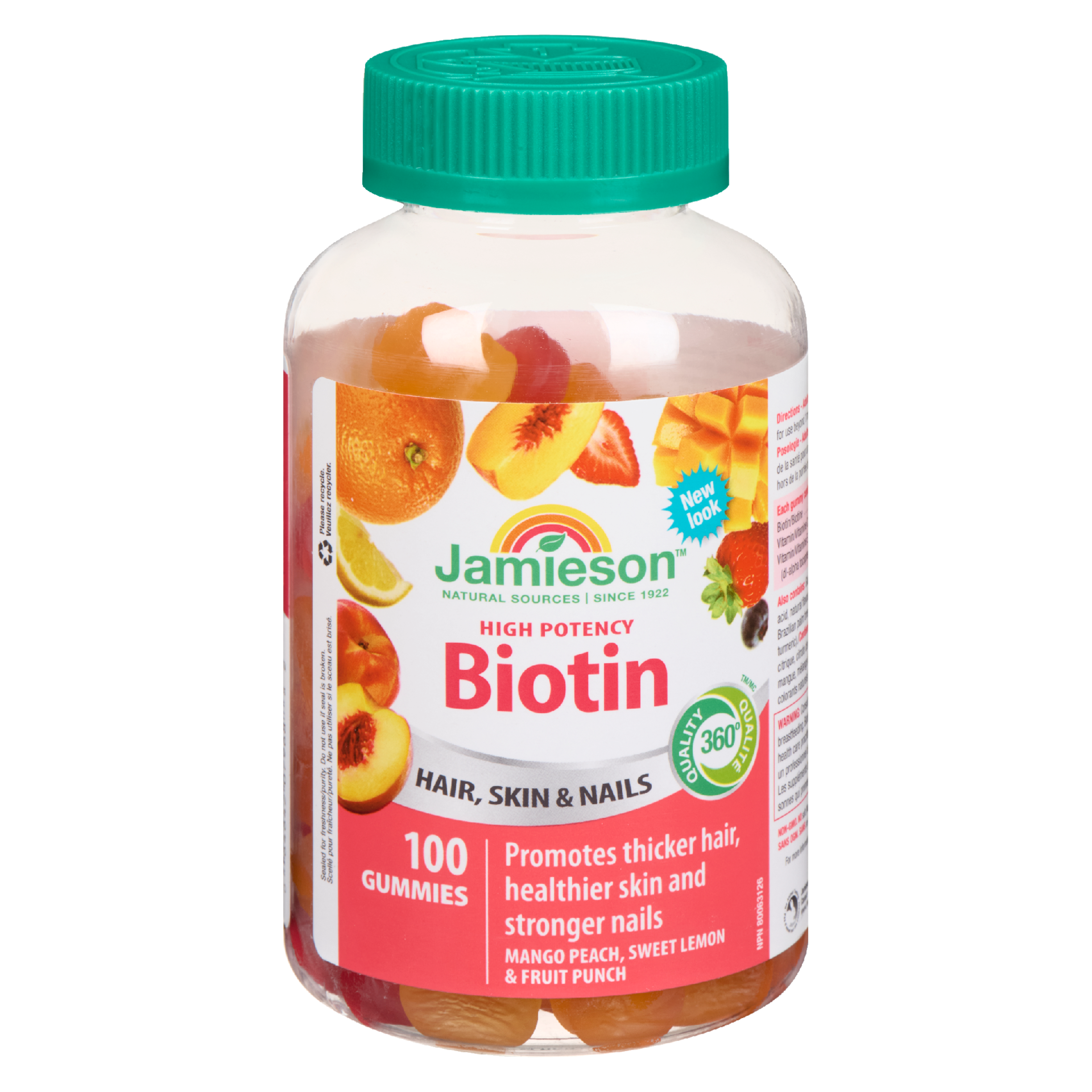 Jamieson High Potency Biotin Mango Peach, Sweet Lemon & Fruit Punch 100 Gummies
