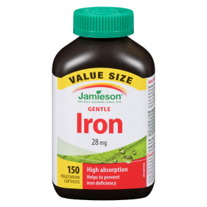 Jamieson Iron Gentle 28 mg Value Size 150 Vegetarian Capsules