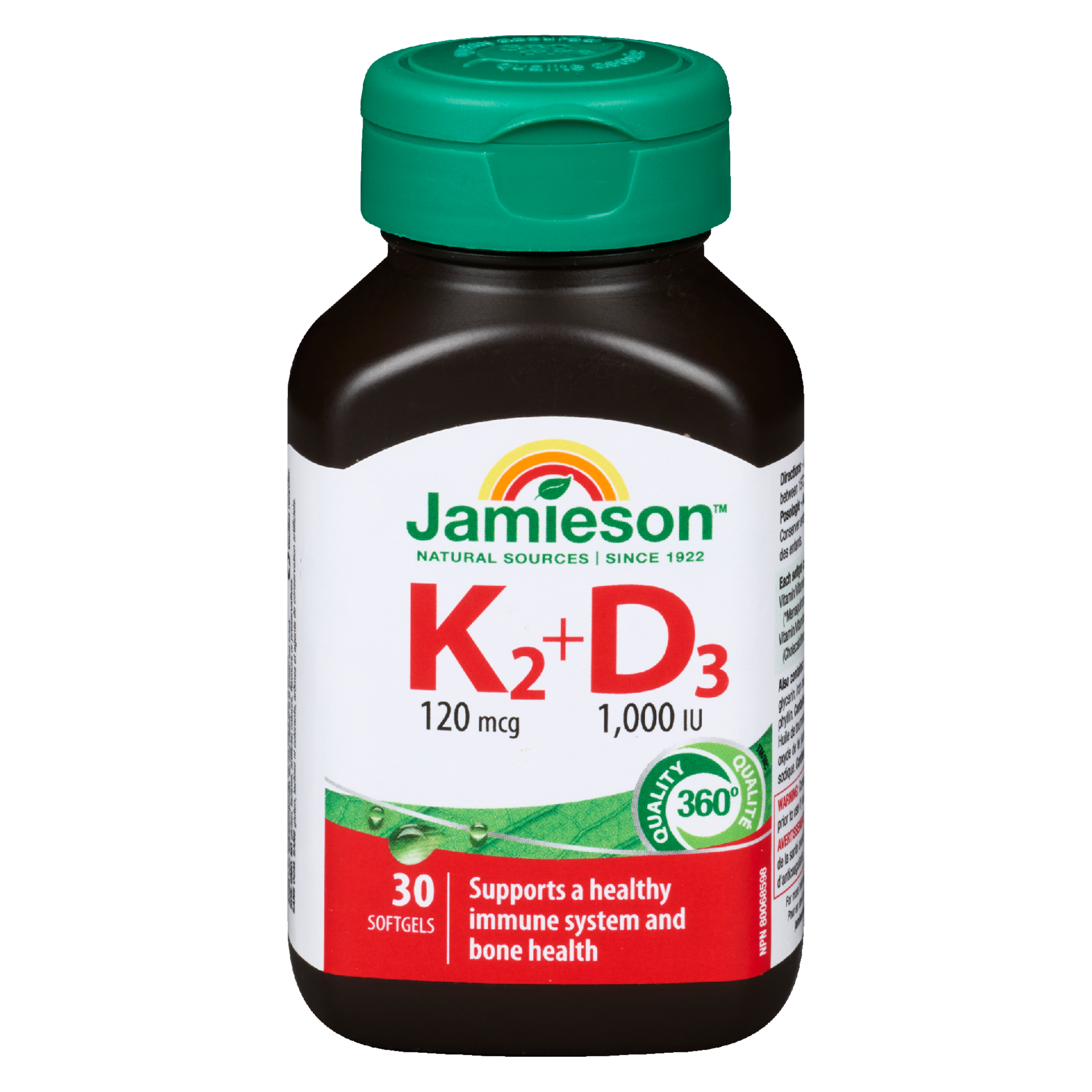 Jamieson K₂ + D₃ 120 mcg 1,000 IU 30 Softgels