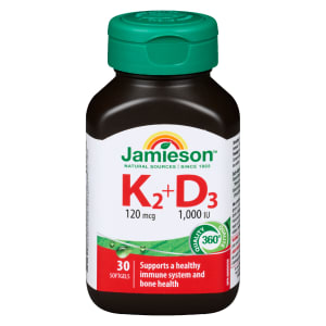 Jamieson K₂ + D₃ 120 mcg 1,000 IU 30 Softgels